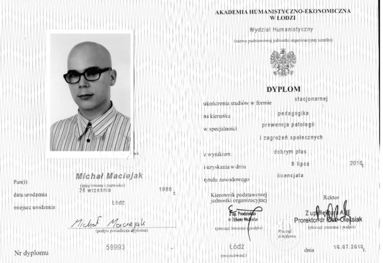 2010 Dyplom studia licencjackie Michał Maciejak